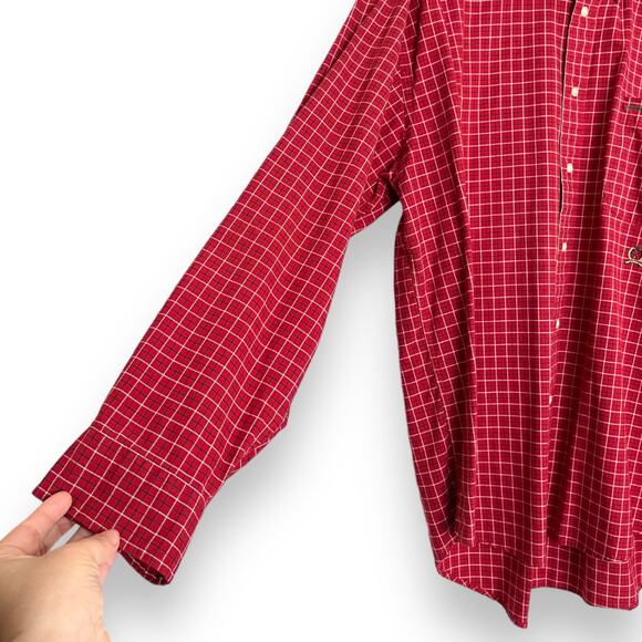 Tommy Hilfiger Red Windowpane Casual Button Down Shirt Men's Size XL - Picture 7 of 9